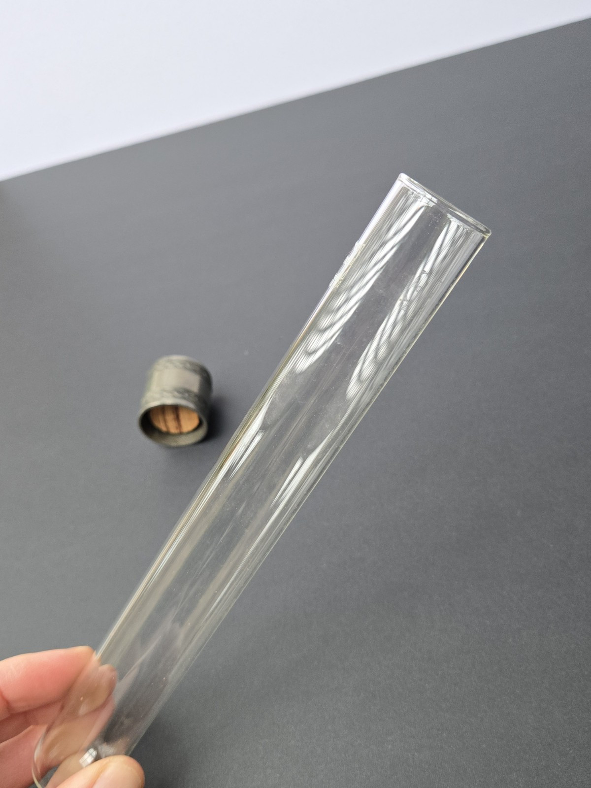 SCHOTT DURAN Glass Tube w/silver cap 8″