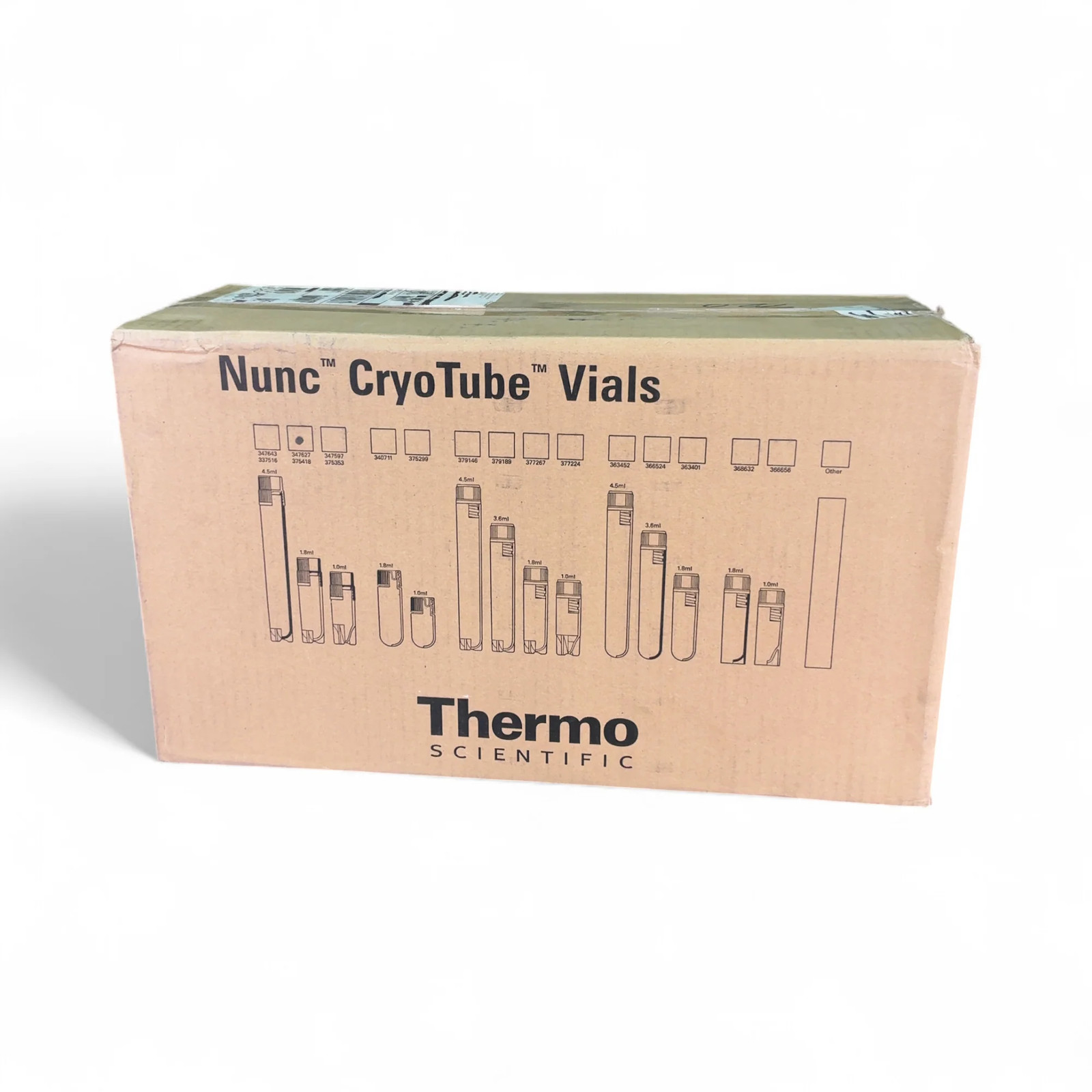 Thermo Scientific 1800x Nunc CryoTube 1.8mL Round StrFt Vials 375418, Exp 2026-9