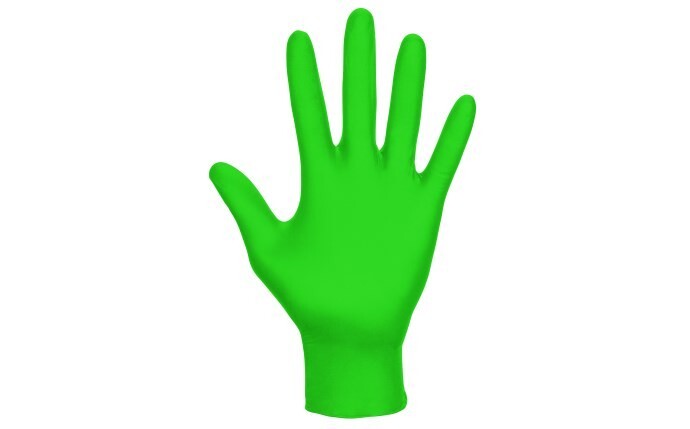 SAS Safety Raven Invue Hi-Viz Neon Green Nitrile Gloves, 7 mil Thick, 1000/Cs