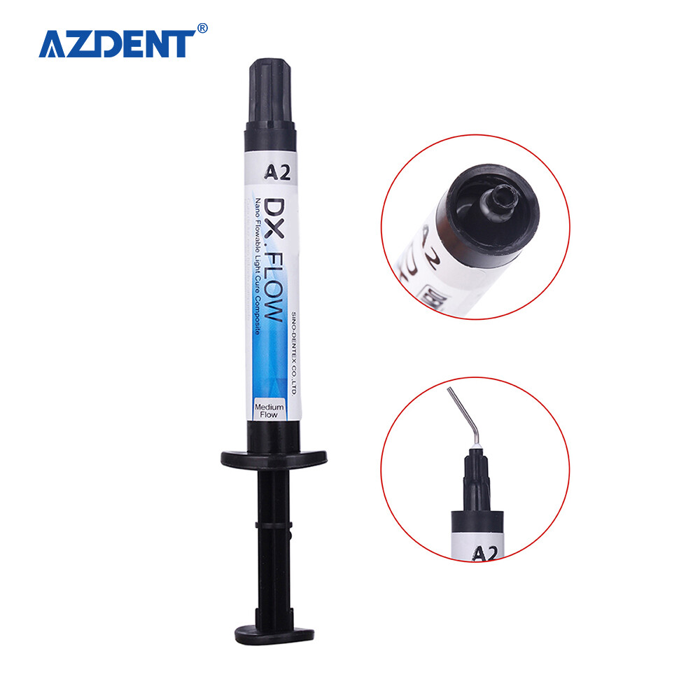 Dental Dentex Flowable Light Cure Composite Resin Medium Flow Syringes A2 Shade