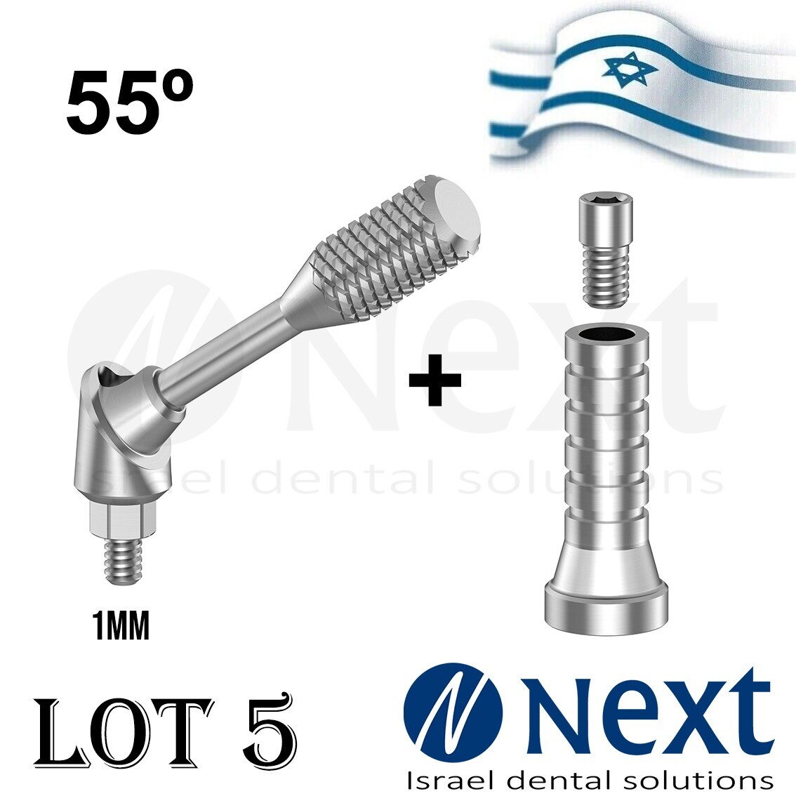 LOTx5 Multi Unit angulated 55 deg 1 mm attachment titanium sleeve