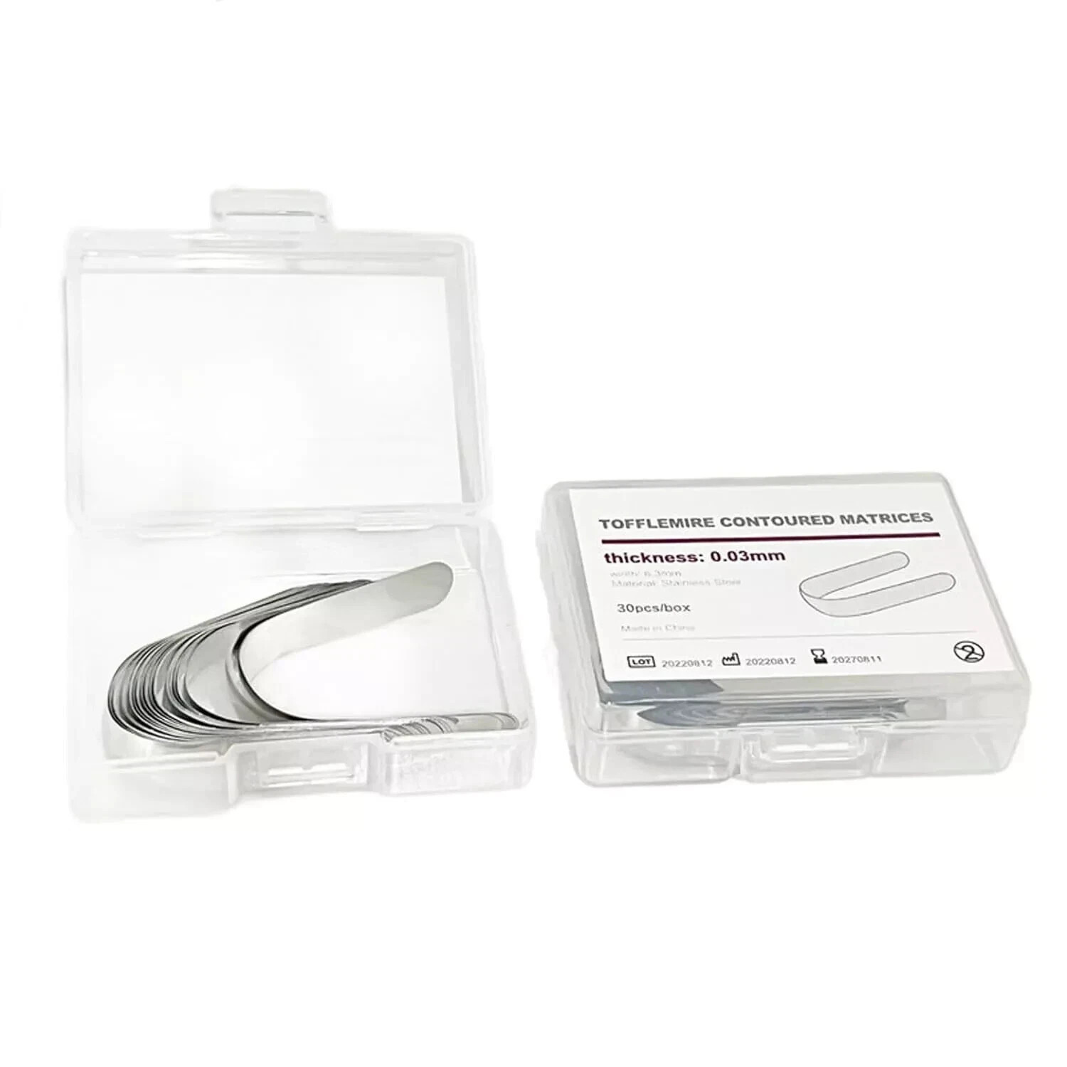 30 Pcs/Box Dental Double-Side Stainless Steel Matrices Matrix Bands 0.03/0.038mm