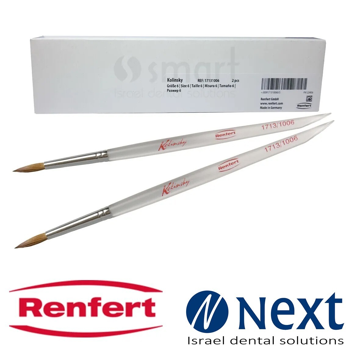 Lotx2 Renfert Dental ceramic brush premium Natural bristle №6 Kolinsky 13171006