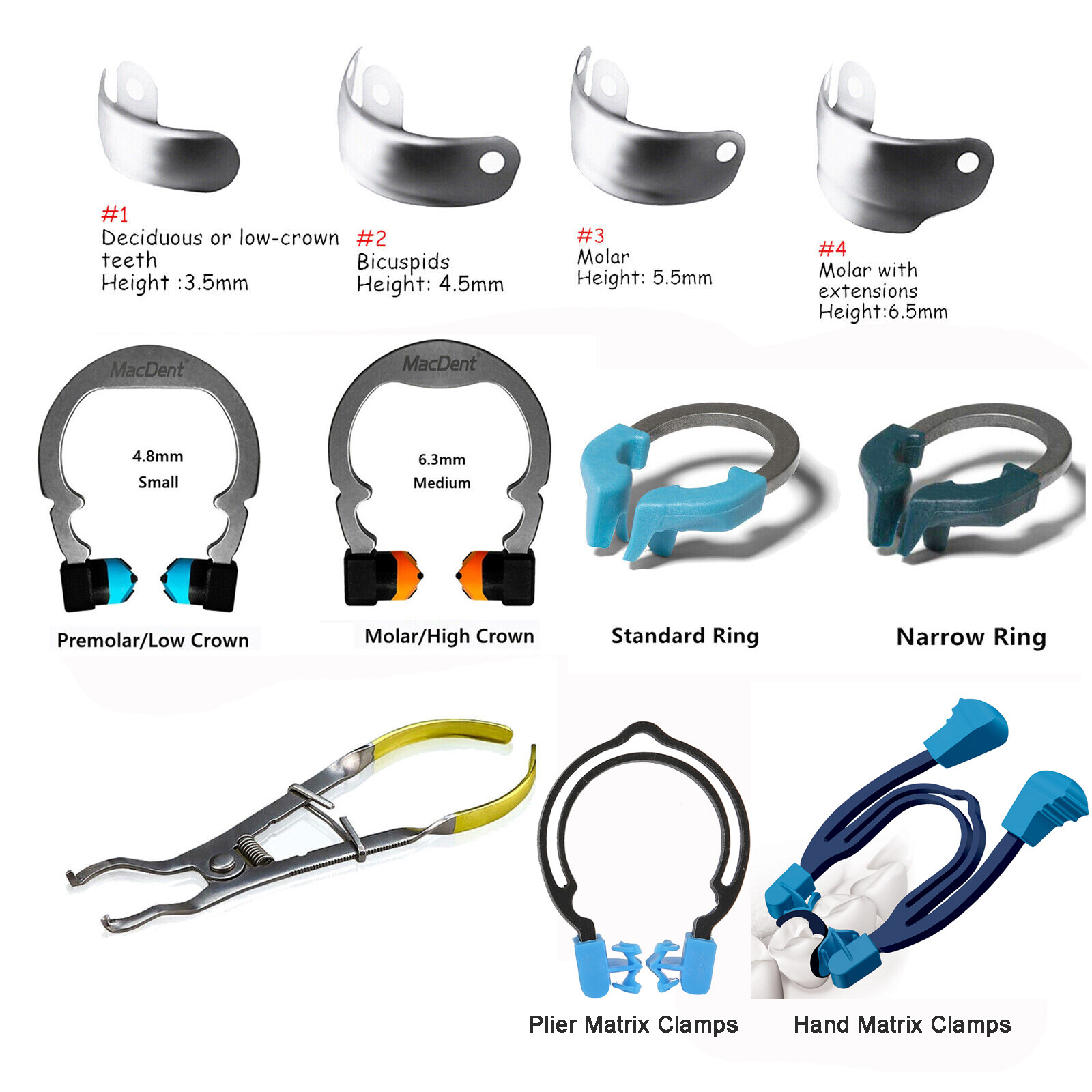 Dental Matrix Bands Ring Sectional Matrice Clamp Fit Garrison Palodent V3 System