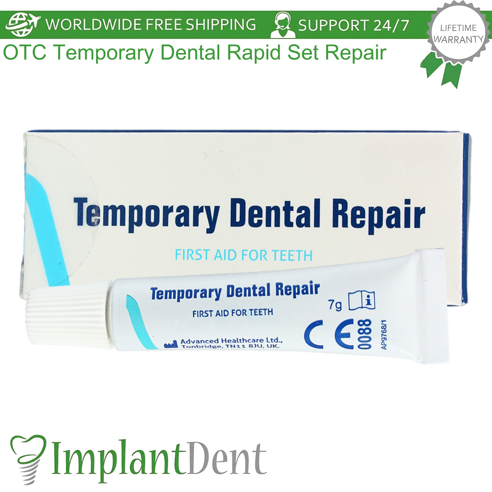 OTC Temporary Dental Rapid Set Cement Repair Re-fixing Of Crowns & Bridges 7g