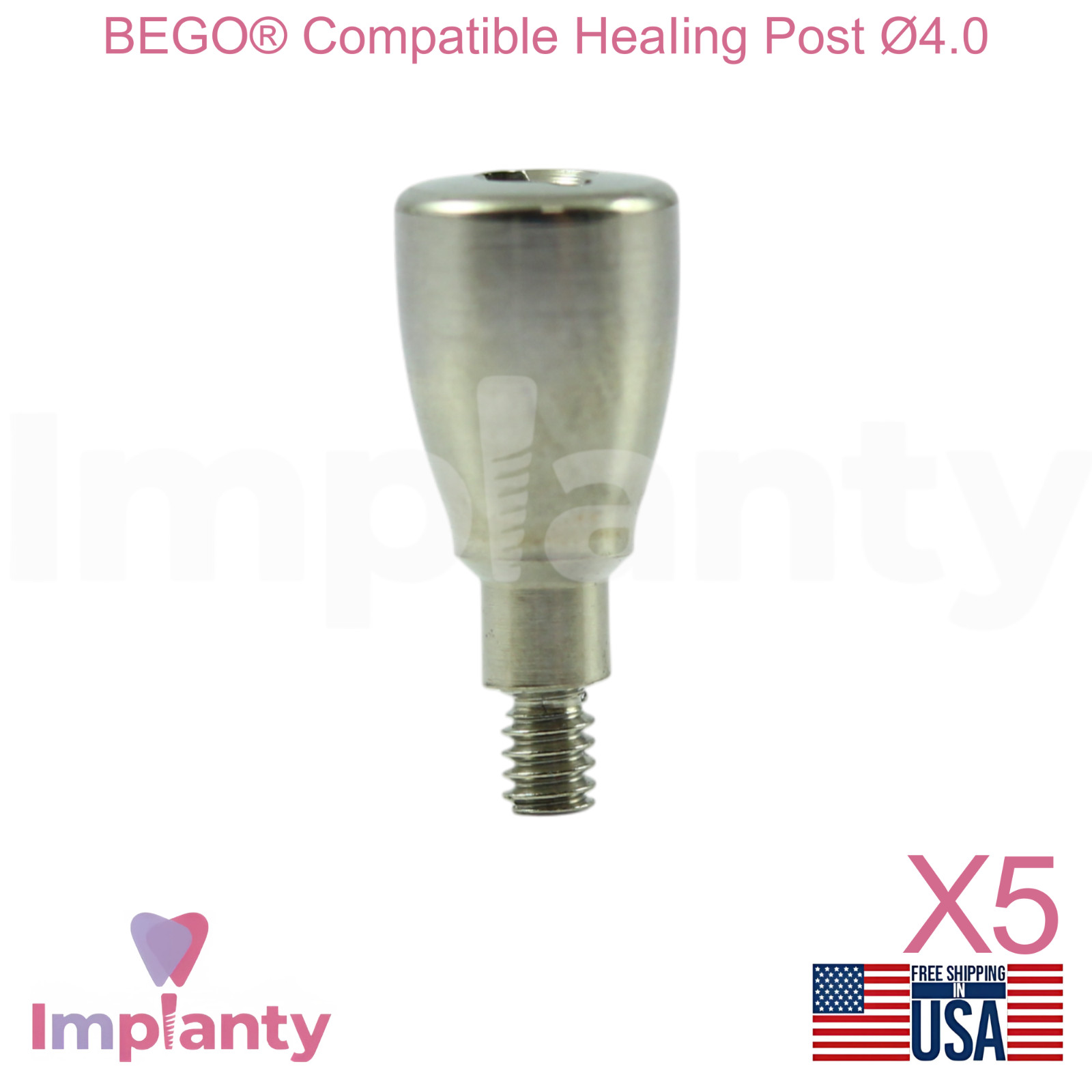 5x BEGO® Compatible Dental HeaIing Post Prosthetic Ø4.0 Fixture Ø3.0mm 57768