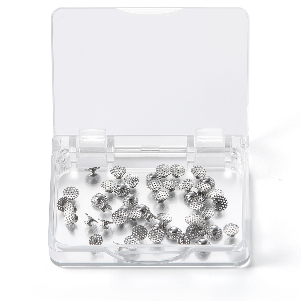 Dental Ortho Bondable Lingual Buttons w/ Hole Round Hollow Base Stainless Steel