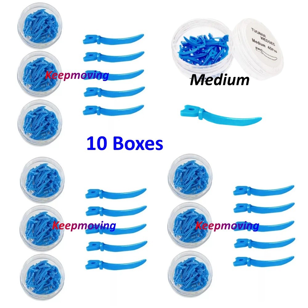 10 Boxes Dental Tulwar Wedge Disposable Plastic Refills Wedges Medium Light Blue
