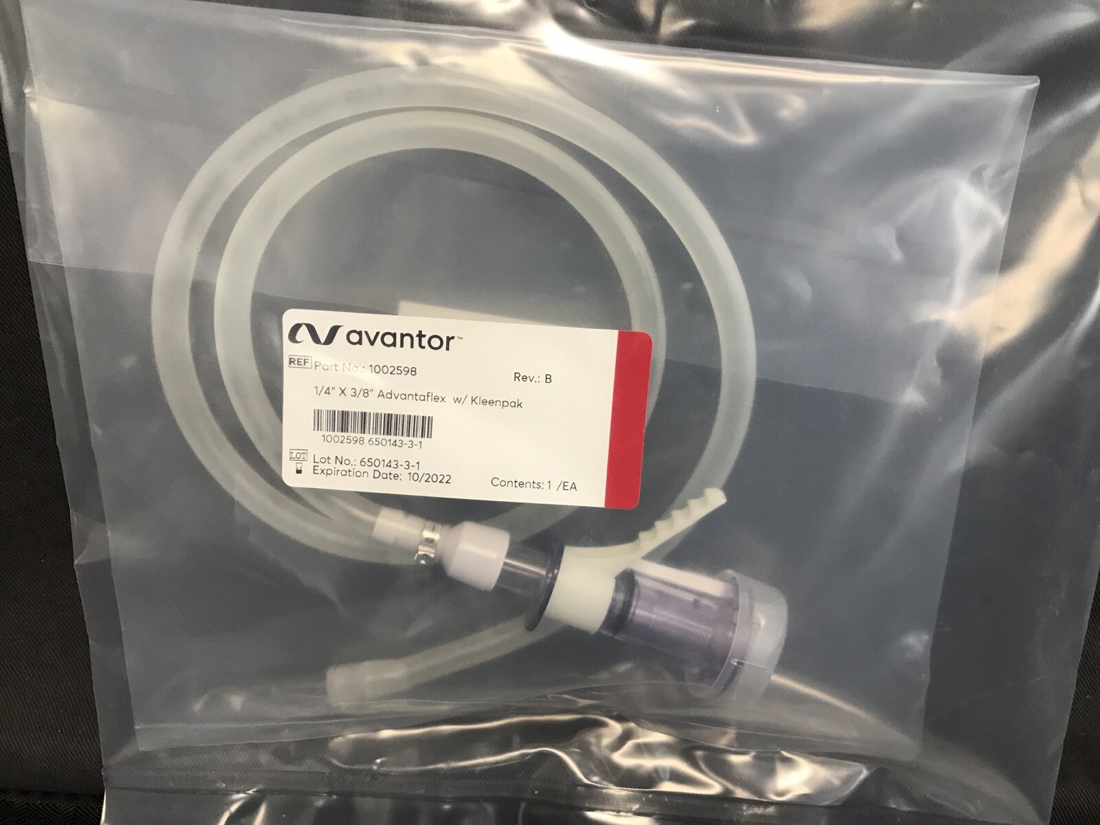 AVANTOR PALL 1/4” x 3/8” AdvantaFlex Tubing w/ Kleenpak Connector 1002598