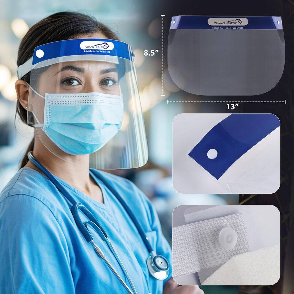 Lightweight Disposable Safety Face Shield with Elastic Headband, Full Face Cover