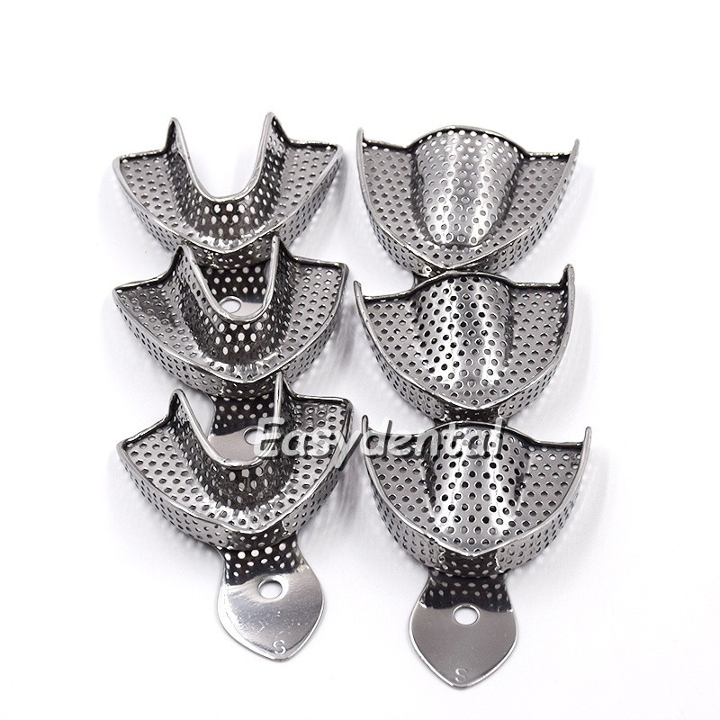 Dental Metal Impression Trays Stainless Steel Upper/Lower Autoclavable S/M/L