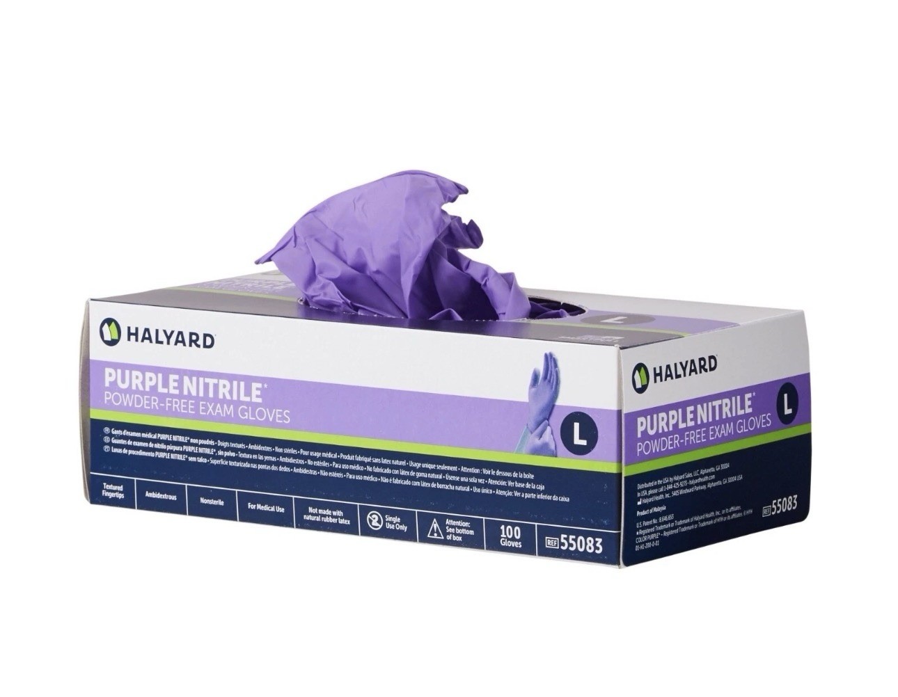 Halyard Purple 55083 Nitrile Exam Glove Size: Large (Box of 100)