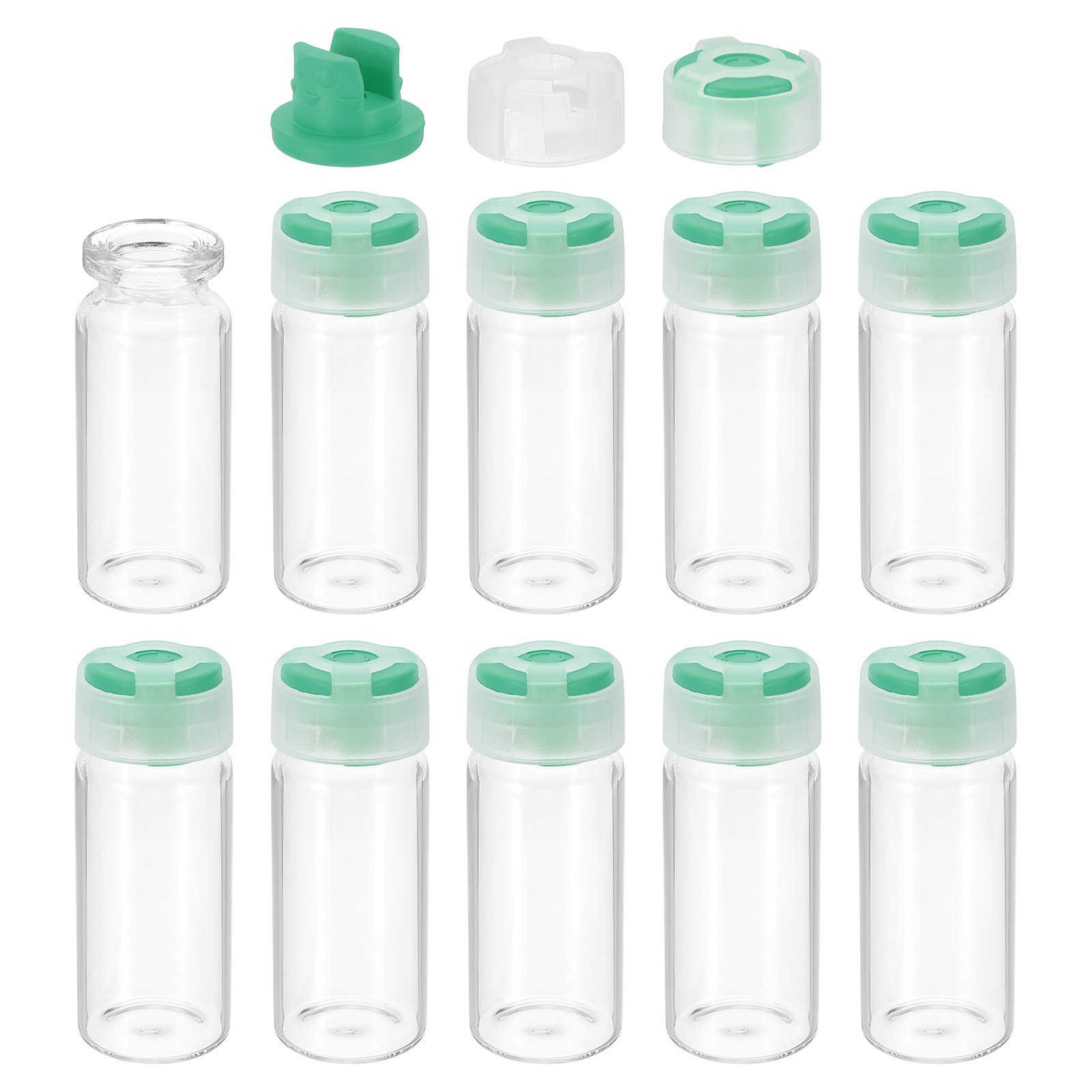10ml Clear Glass Sample Vials, 10Pcs Small Liquid Bottles, Green