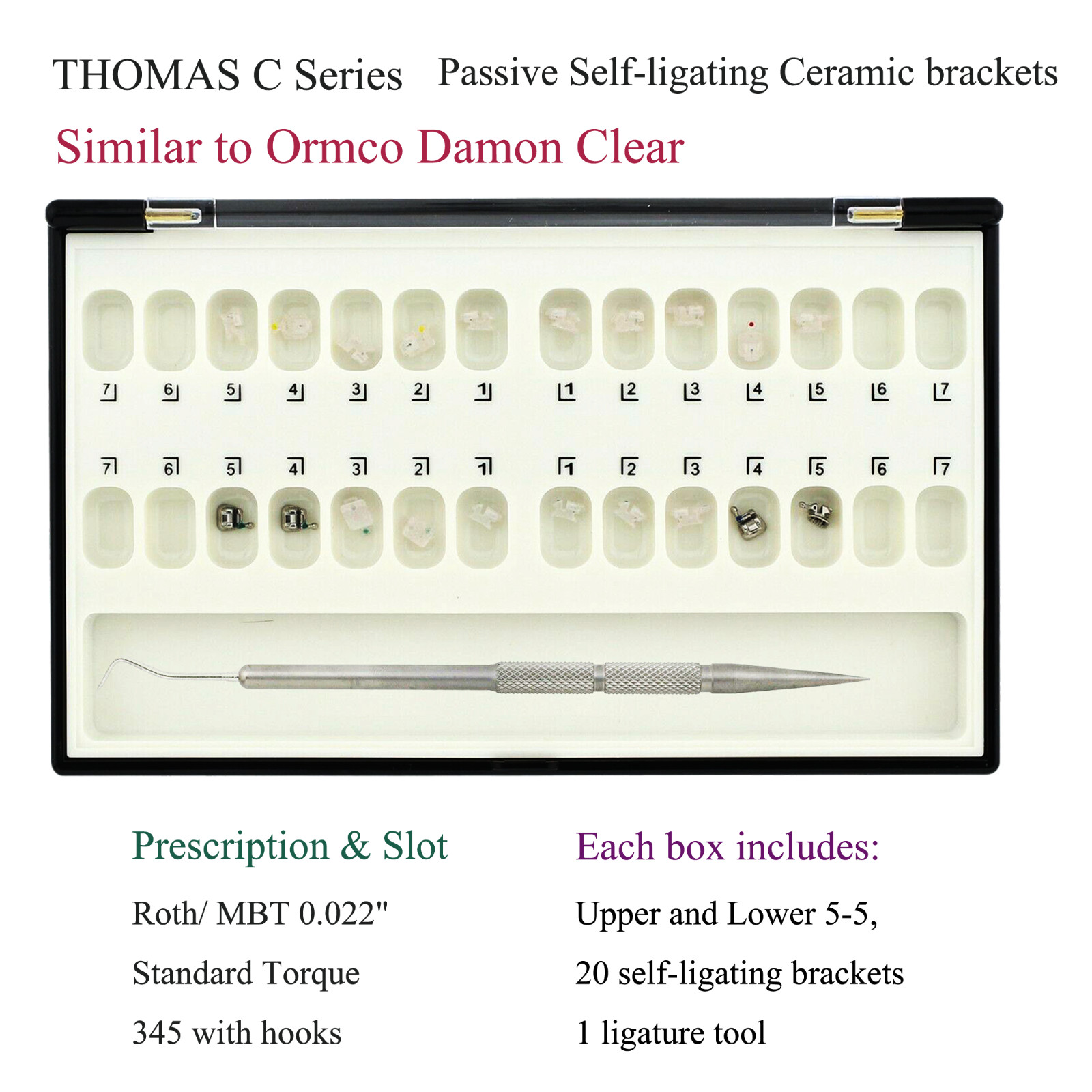 Orthodontic Self-ligating Bracket Ceramic Braces Damon Clear 3M Clarity Roth MBT