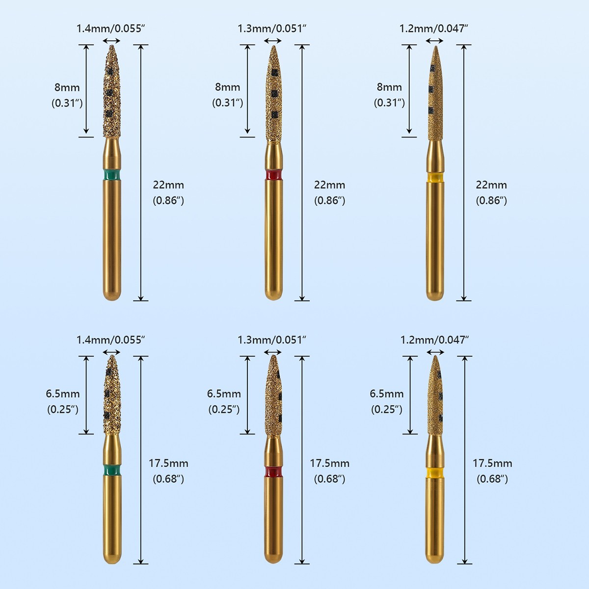 Dental vertical Preparation Diamond Burs Restoration Kit for Anterior Premolar