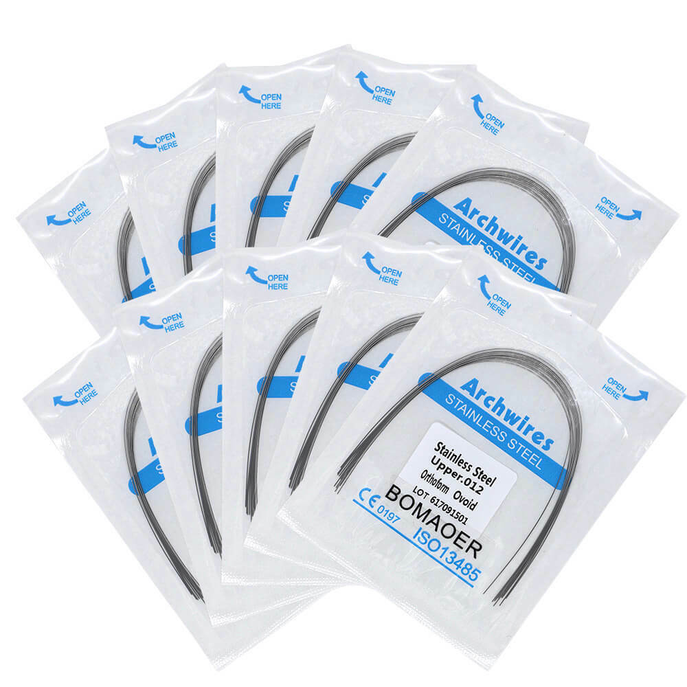 10 Packs: .012″ Upper Stainless Steel Round Arch Wires, 10pc/Pack. Dental Ortho