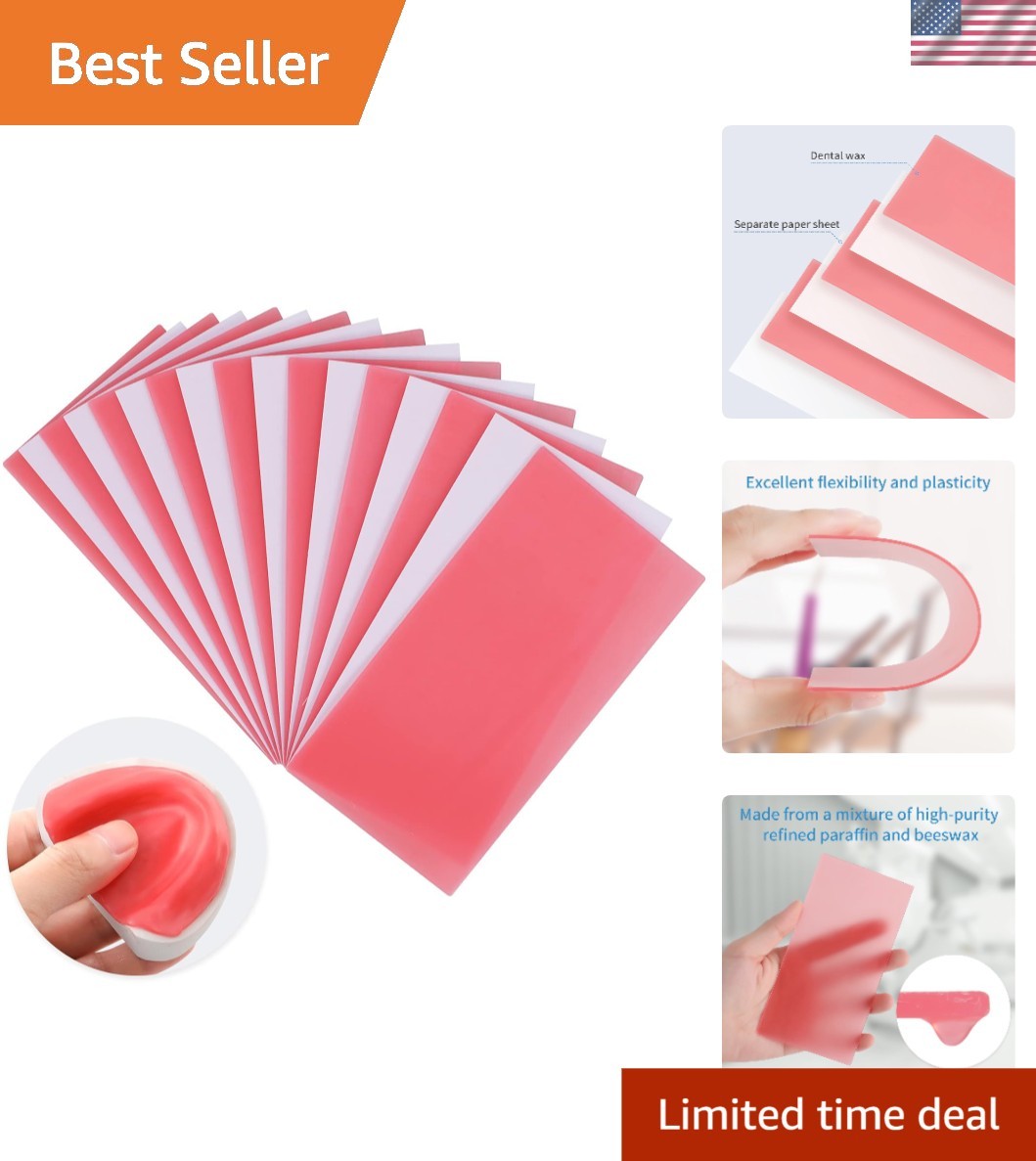 20PCS Dental Base Plate Wax Sheets – Flexible Red Utility for Denture Molding