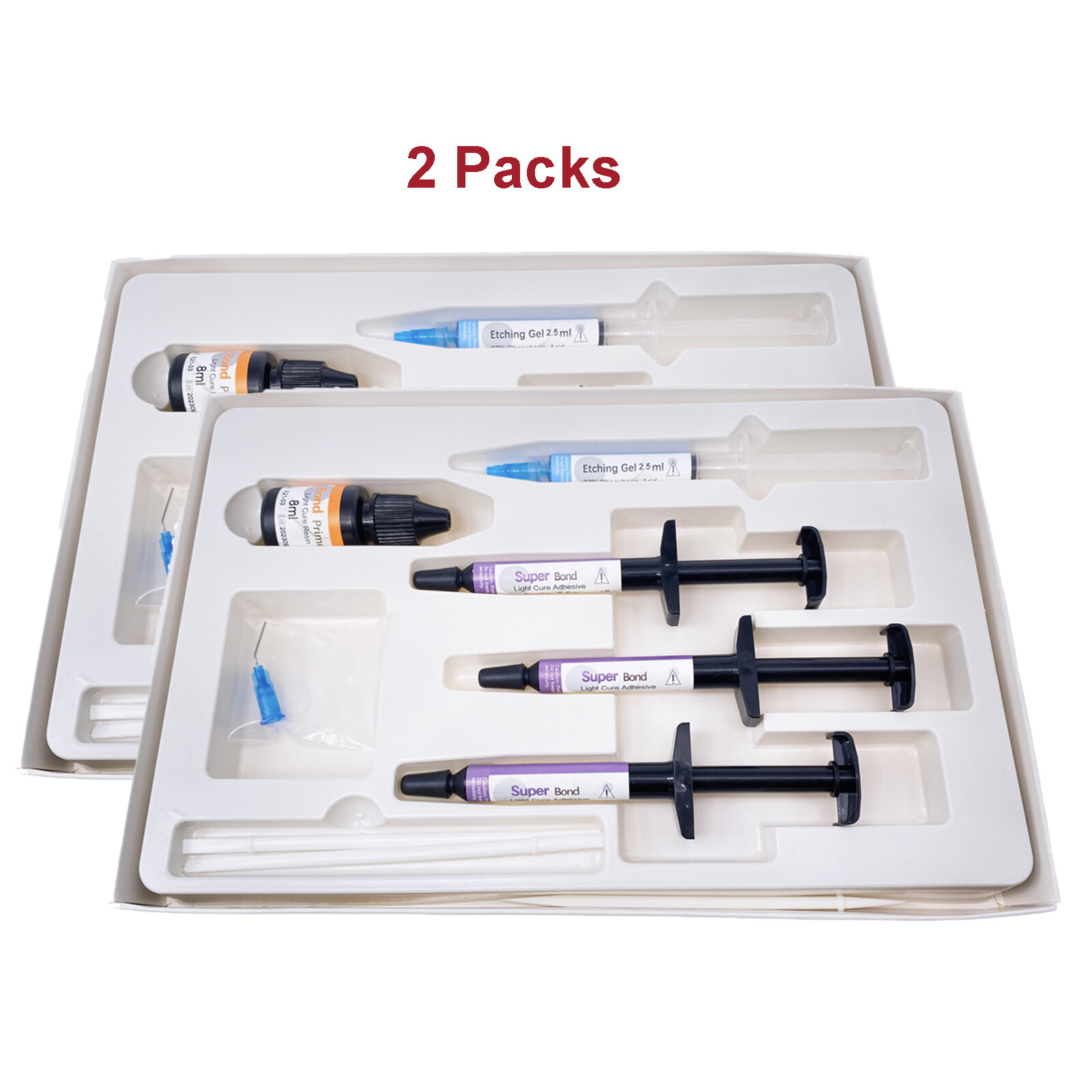 2 Packs Dental Ortho Orthodontic bonding System Bracket Light cure adhesive Kit