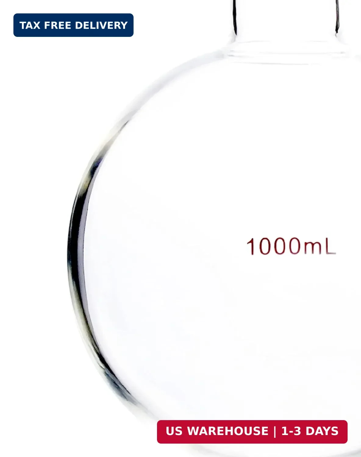 1000mL Round Bottom Boiling Flask 24/40 Single Neck Borosilicate Glass Flask Lab