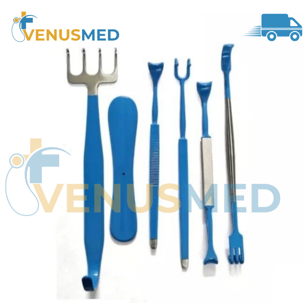 Surgical Insulated Retractor Set of 6 Pcs Blue Color Plastic Surgery Instruments