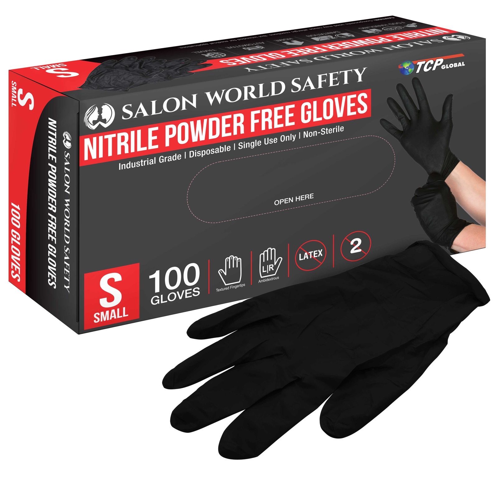 Black Nitrile Disposable Gloves, Box of 100, Size Small, 4.0 Mil – Latex Free