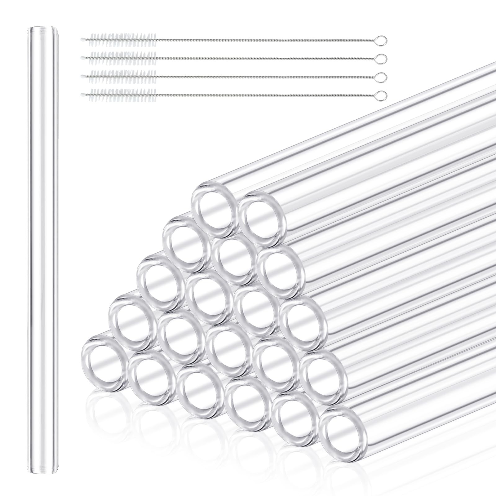 20 Pieces 8 Inches Long Clear Glass Tubes for Art DIY Laboratory, 12mm OD 8mm…