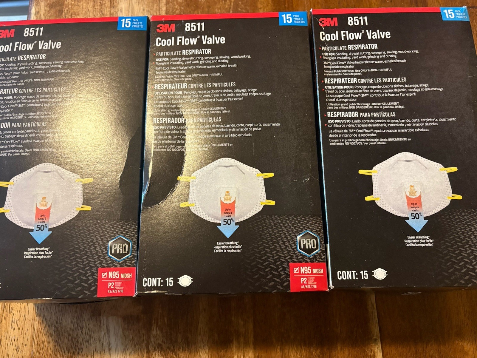 3m 8511 Cool Flow Masks 3 Pack Lot