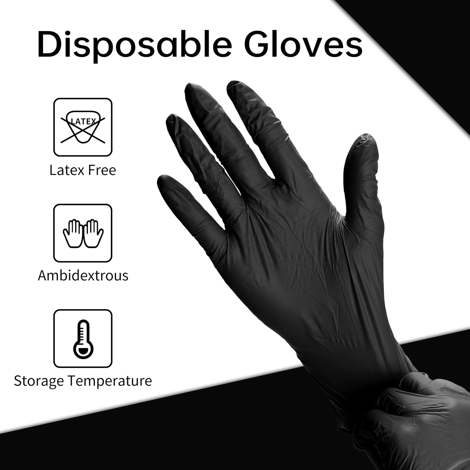 Vinyl Disposable Gloves, Medium, 100 Pack, Powder Free, Latex Free