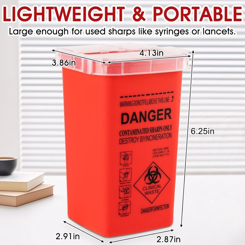 Durable 3-Pack Portable Sharps Disposal Containers Safe Medical Waste Collection
