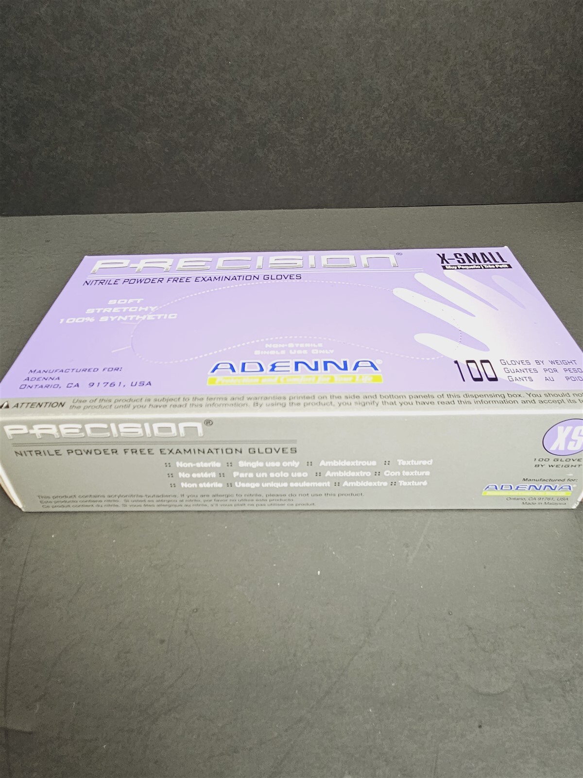 Adenna Precision Nitrile Gloves X Small Powder Free 10 Boxes with 100 Gloves Ea