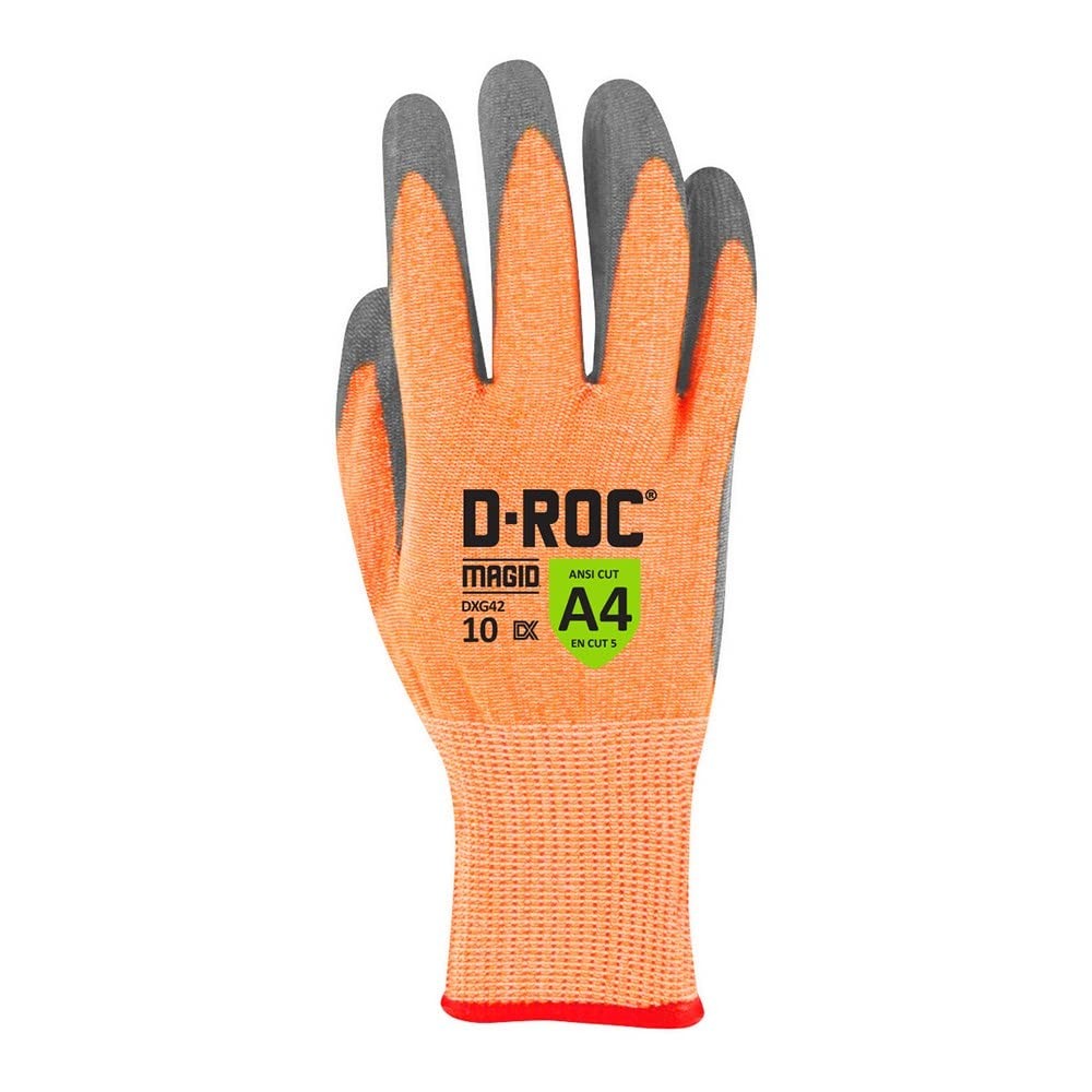 Magid D-Roc Dx Technology Polyurethane Palm Coated Cut Resistant Work Gloves