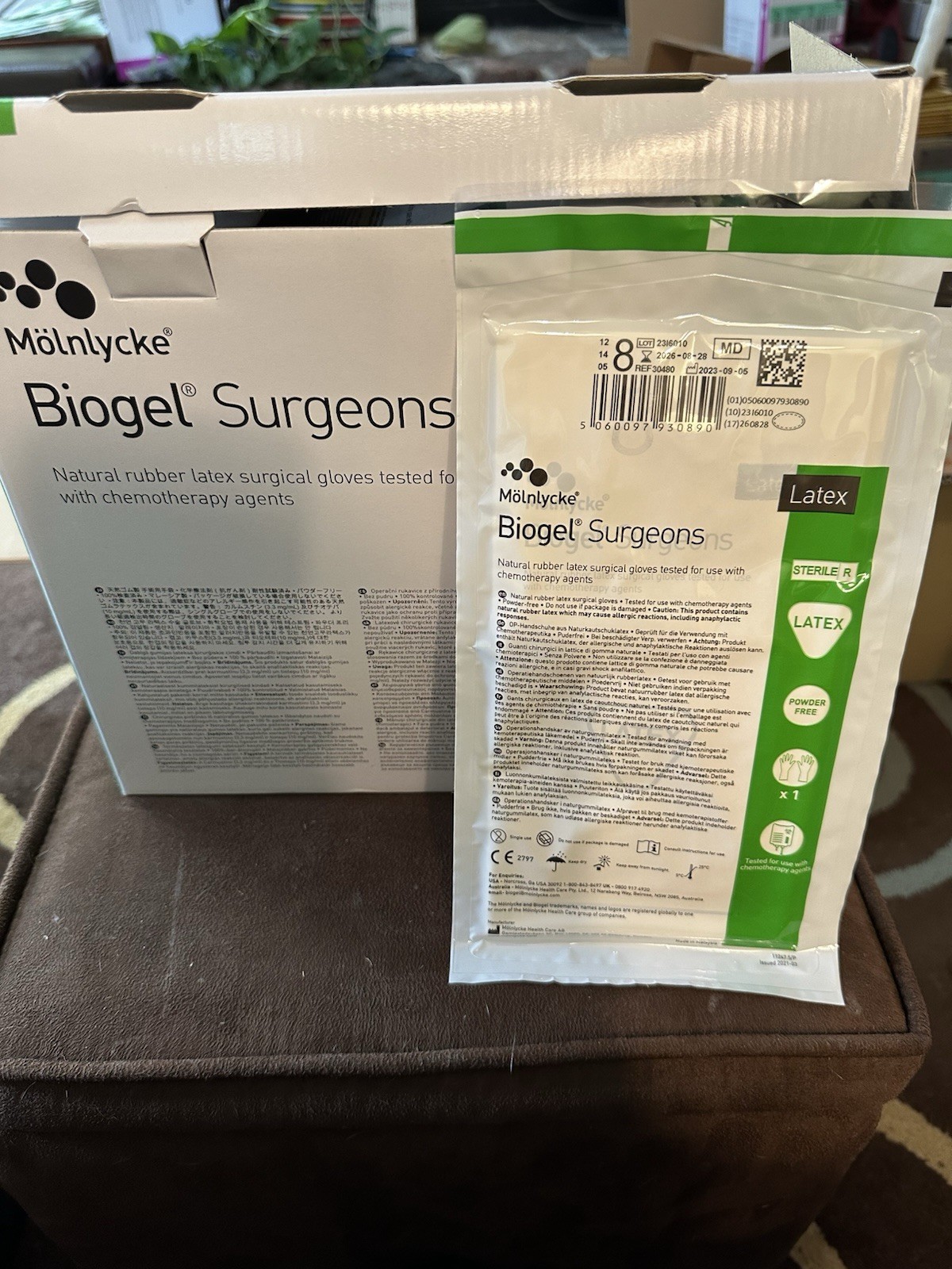 Molnlycke Biogel Surgeons Natural Rubber Latex Powder Free Size 8 Gloves 50 prs