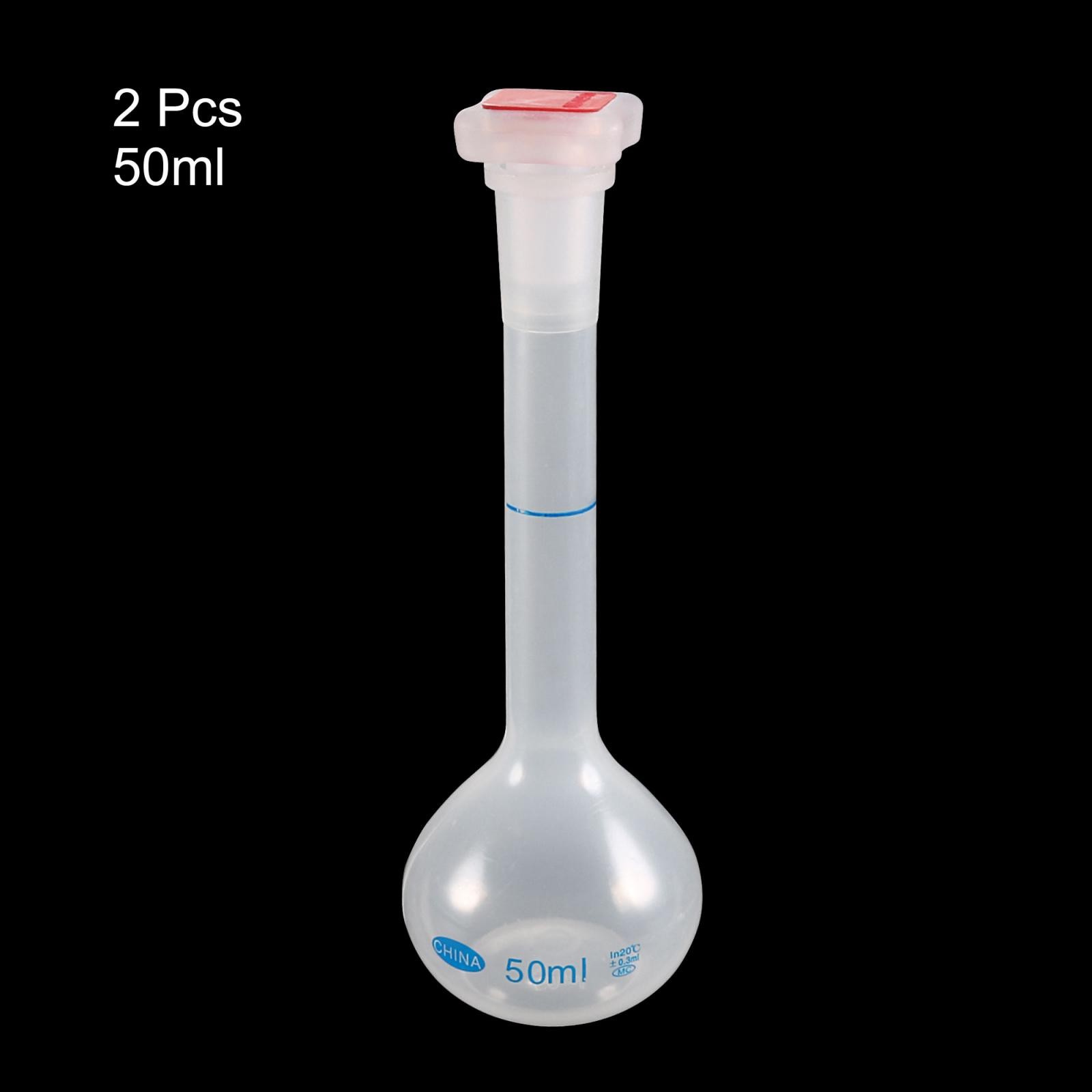 2PCS 50ml Long Neck Plastic Volumetric Measuring Flask Heatproof For Laboratory