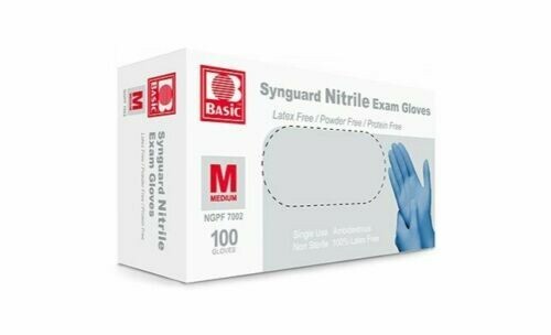 Synguard Nitrile Exam Gloves, Blue, Medium, Box of 100