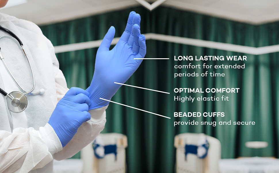 Nitrile Exam Gloves – 100 Count Large (Pack of 1) Disposable, Non-Irritating,