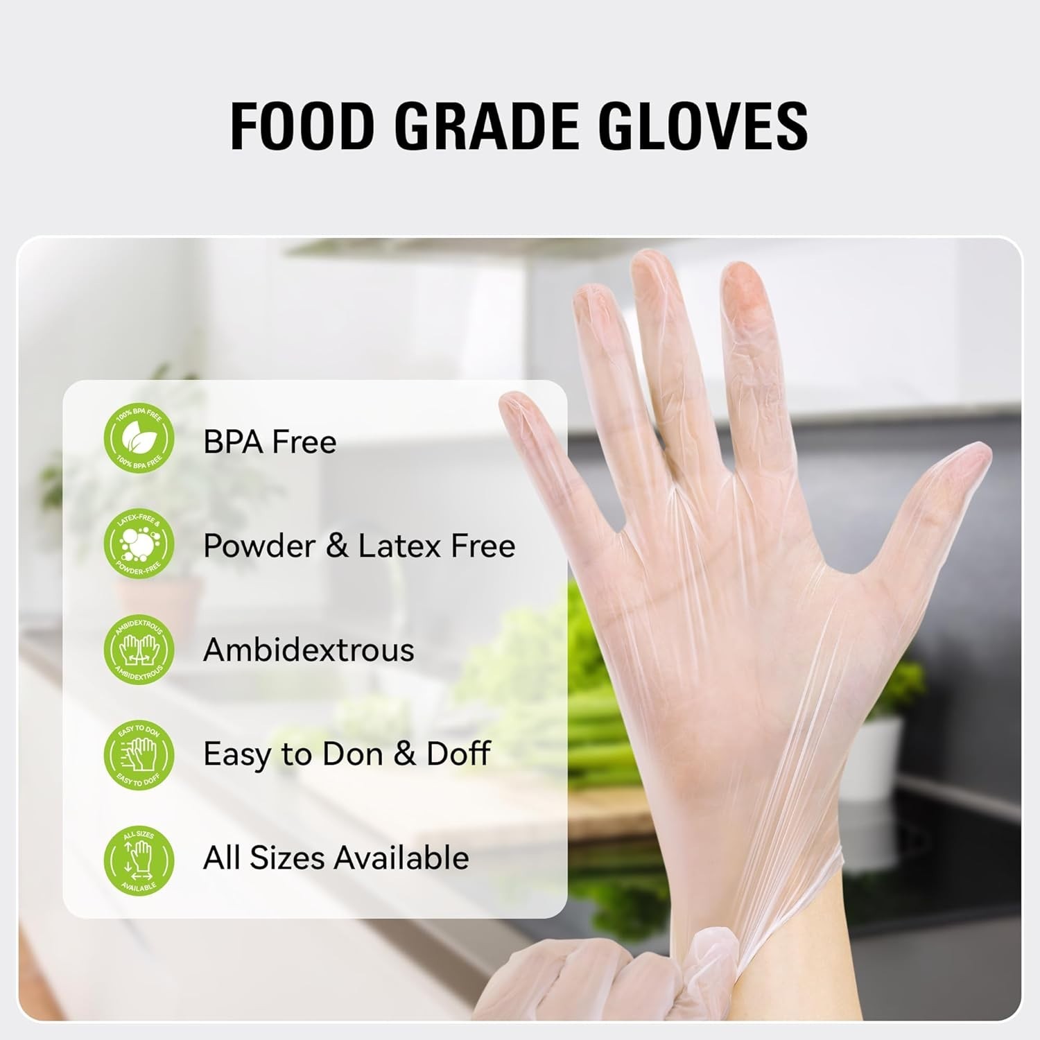 Versatile Vinyl Gloves for Kitchen and Cleaning – 200 Pack, Latex-Free Safety