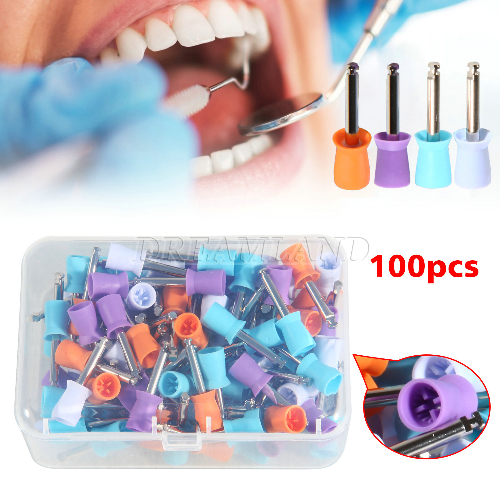 Dental Nylon Bristle Rubber Latch Flat Prophy Cups Polishing Brushes Prophylaxis