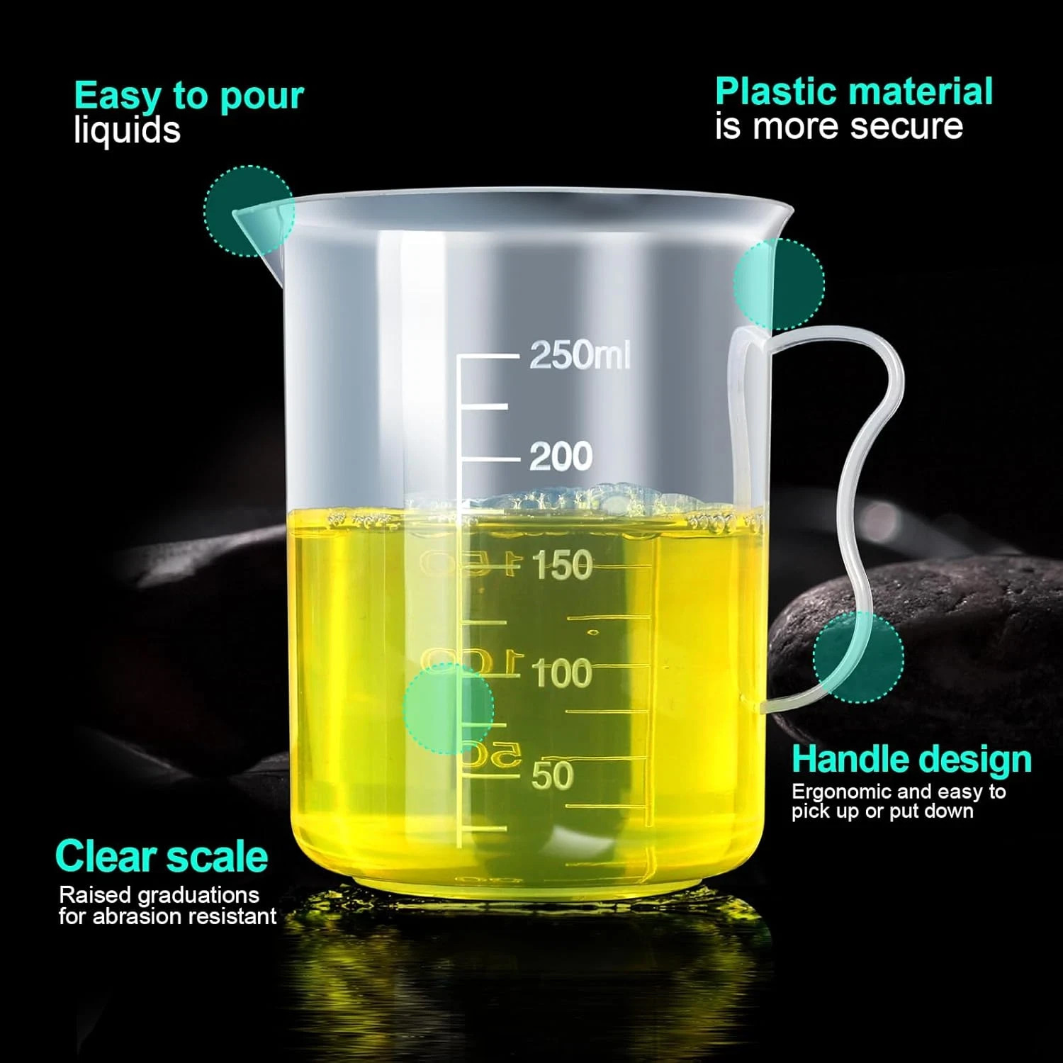 10PCS Plastic Graduated Cylinder & Beaker Measuring Set for Science Lab Supplies