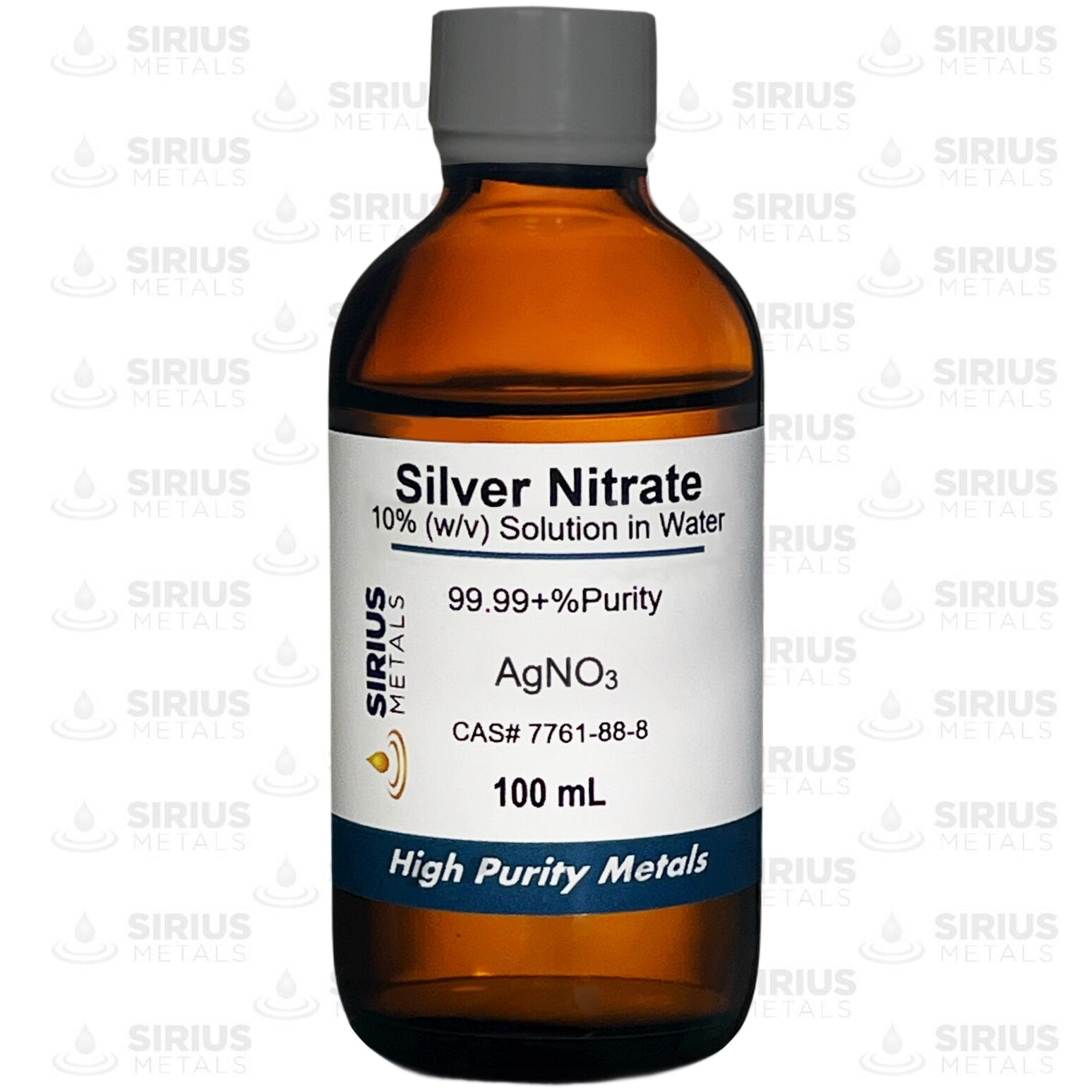 Silver Nitrate Solution (CAS# 7761-88-8) – 10.0% as 99.99+% Pure AgNO3 – 100 mL