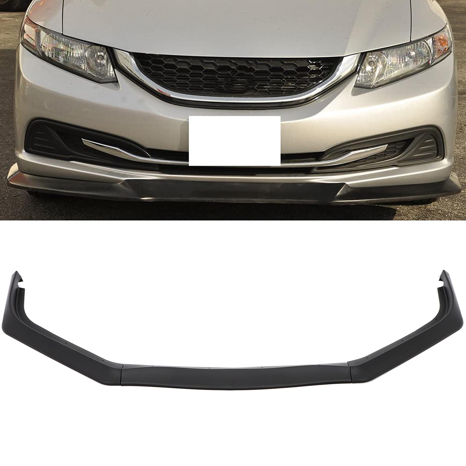 Matte Black Front Bumper Lip 3PCS for 2013-2015 Honda Civic Sedan