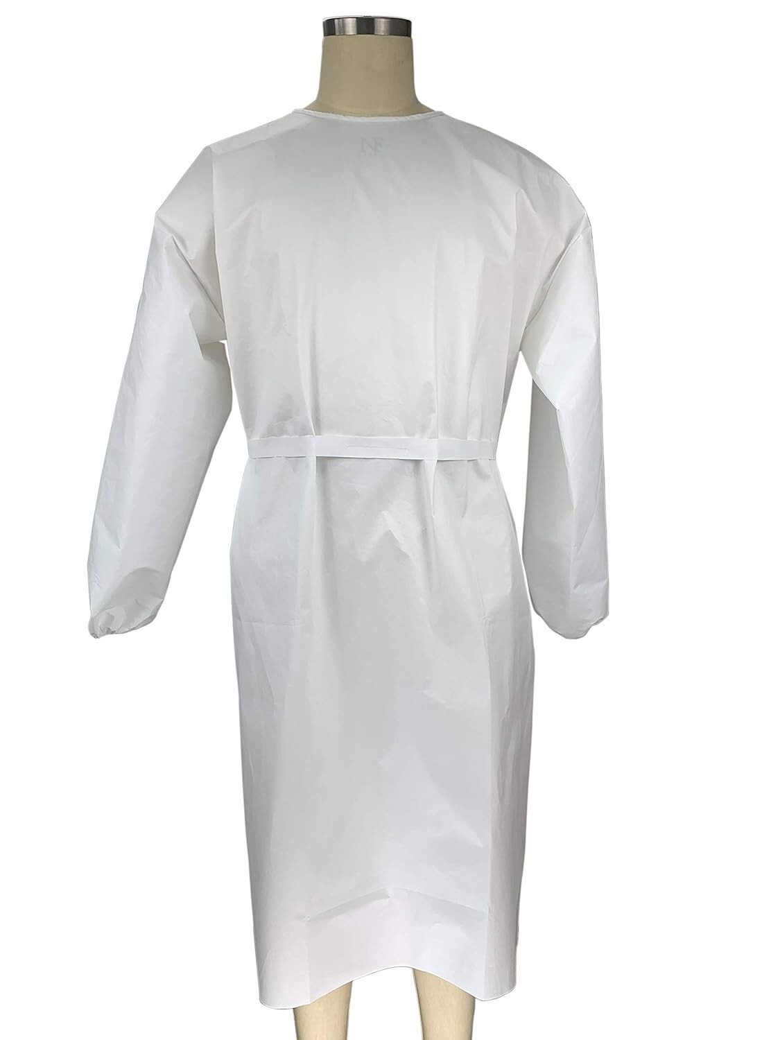 White Disposable Isolation Gown – Large, Knee-Length, 11.81″ W x 15.74″ L x