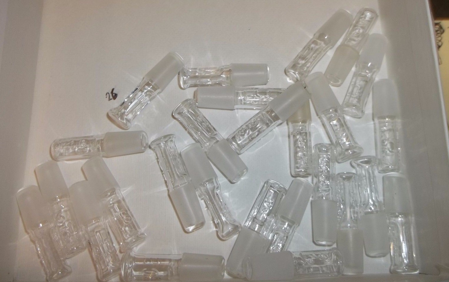 LAB GLASS STOPPERS #9 HOLLOW LOT OF 26 CORNING? (NN4)