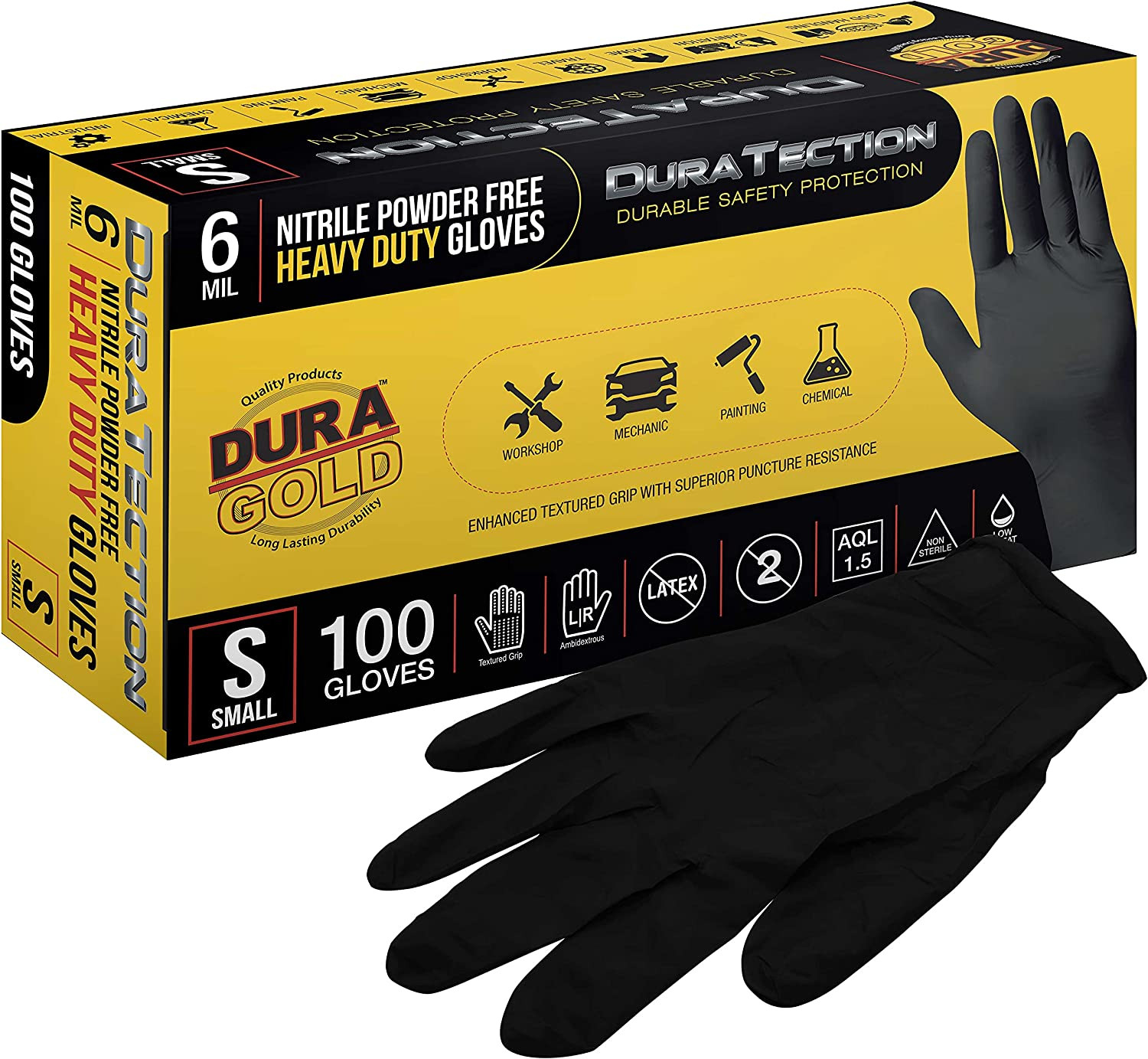 HD Black Nitrile Disposable Gloves, Box of 100, Size X-Large, 6 Mil – Latex Free
