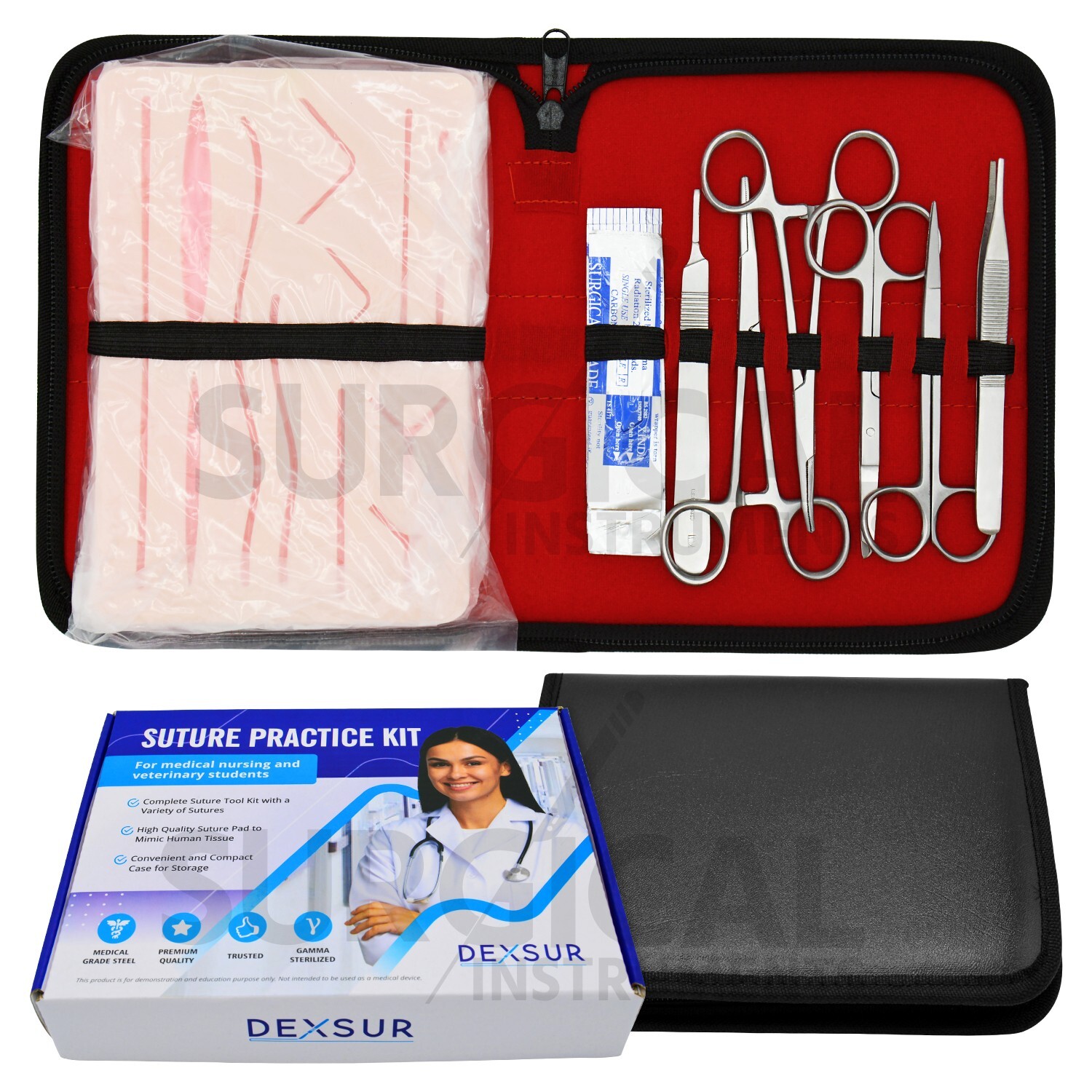 52 Pieces Practice Suture Kit Set for Medical and Veterinary Student Training