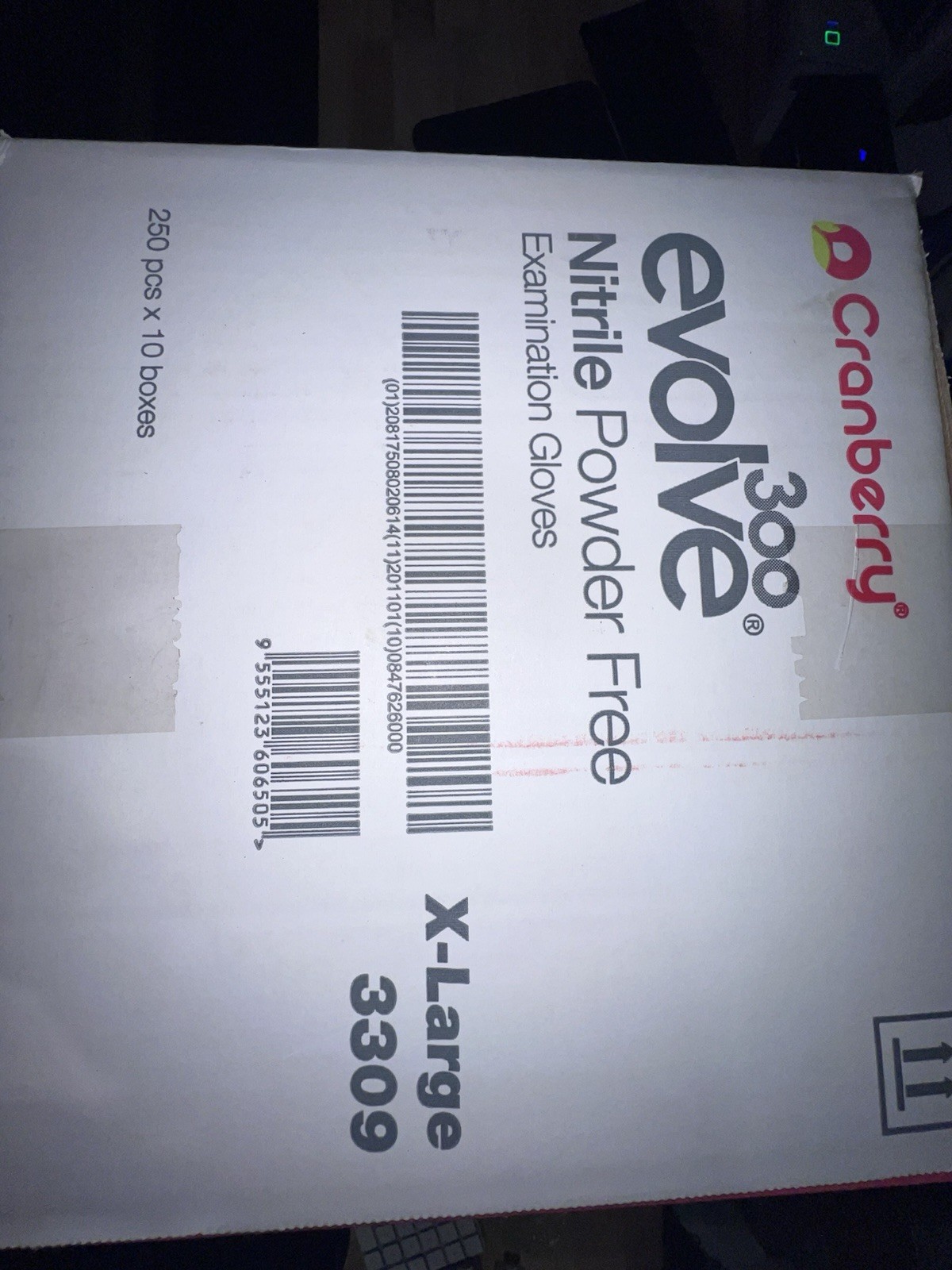 Cranberry Evolve300 Powder Free Exam Gloves Extra Large. 1 Case Of 10lb Box