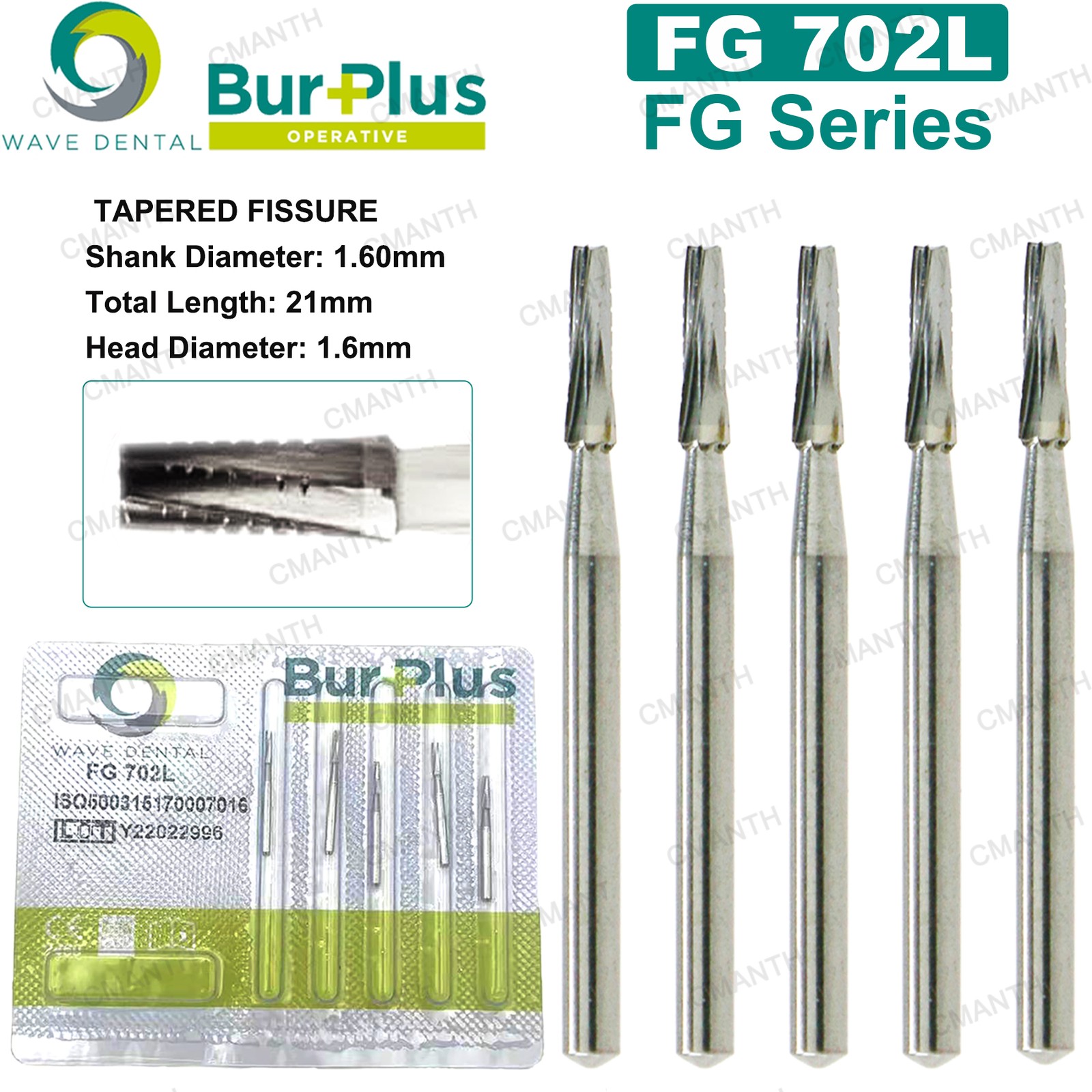 WAVE Dental Diamond Tungsten Carbide Burs Drill FG for High Speed Handpiece