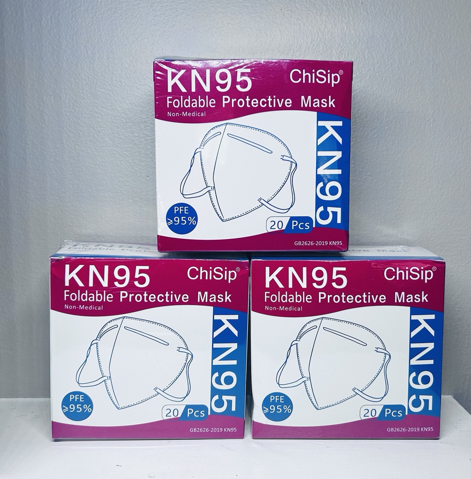 3 X KN95 Lot set Foldable Protective Black Face Mask 20 Per Box Disposable Mask