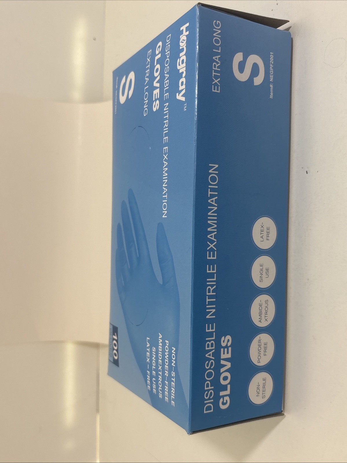 Hongray Disposable Nitrile Gloves, Size S, Extra Long, 100 Count