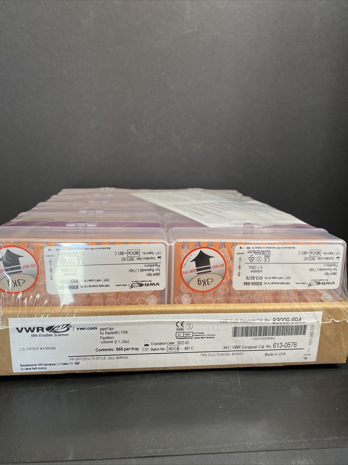 VWR Pipette Tips 20 ul for Rainin LTS 20 Racks with 96 Tips Each