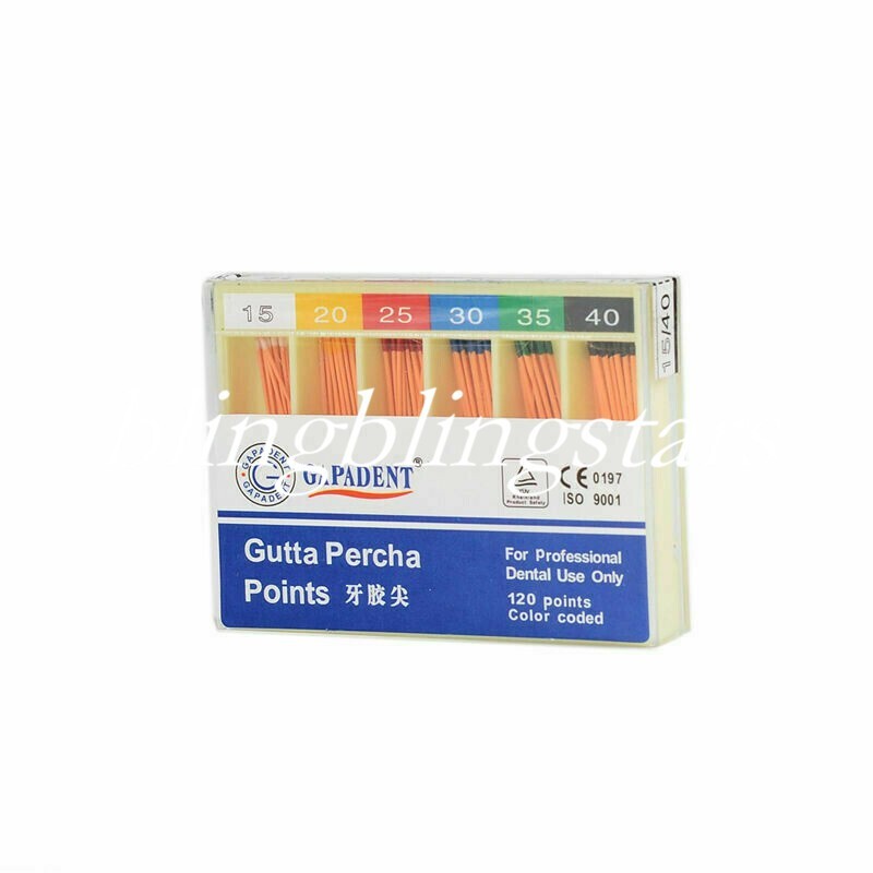 120 Pcs/Box Endodontic Dental GAPADENT Gutta Percha 0.02 Taper Zinc Oxide #15-40